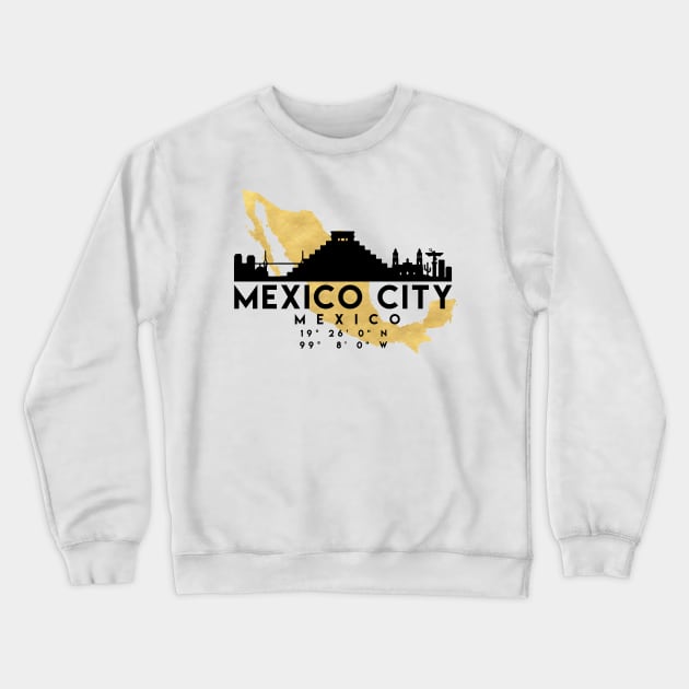 Mexico City Mexico Skyline Map Art Crewneck Sweatshirt by deificusArt